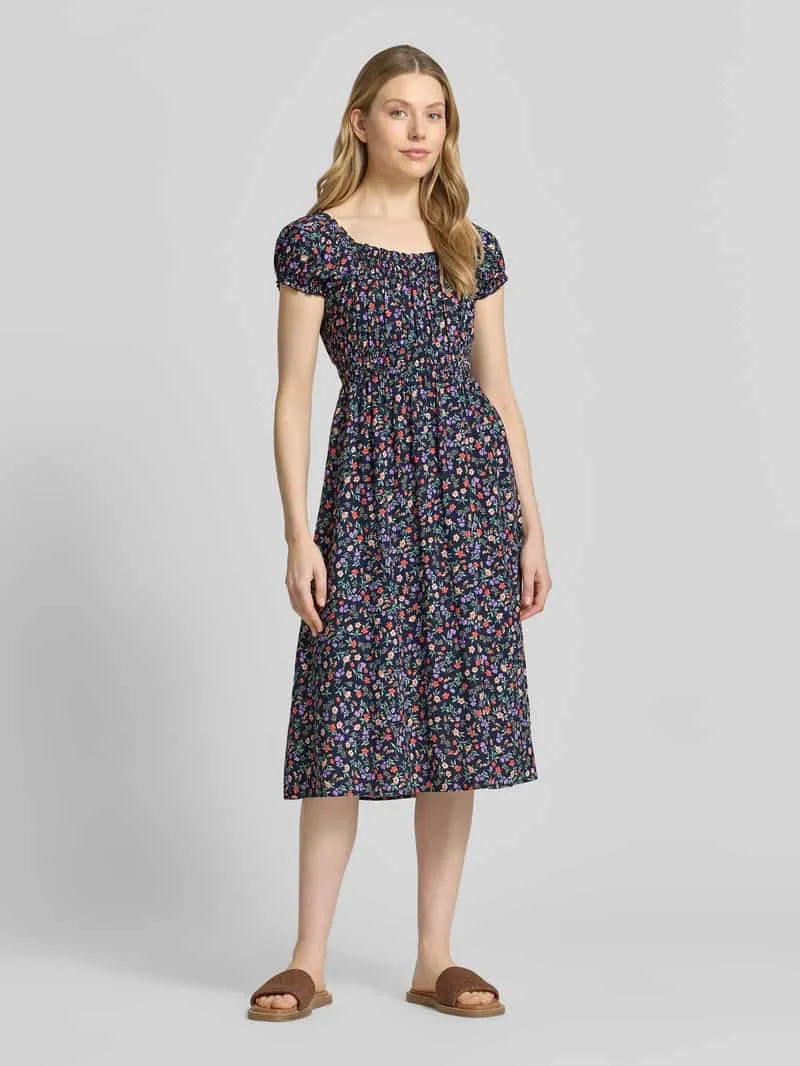 Apricot midi-jurk in all-over look Marineblauw