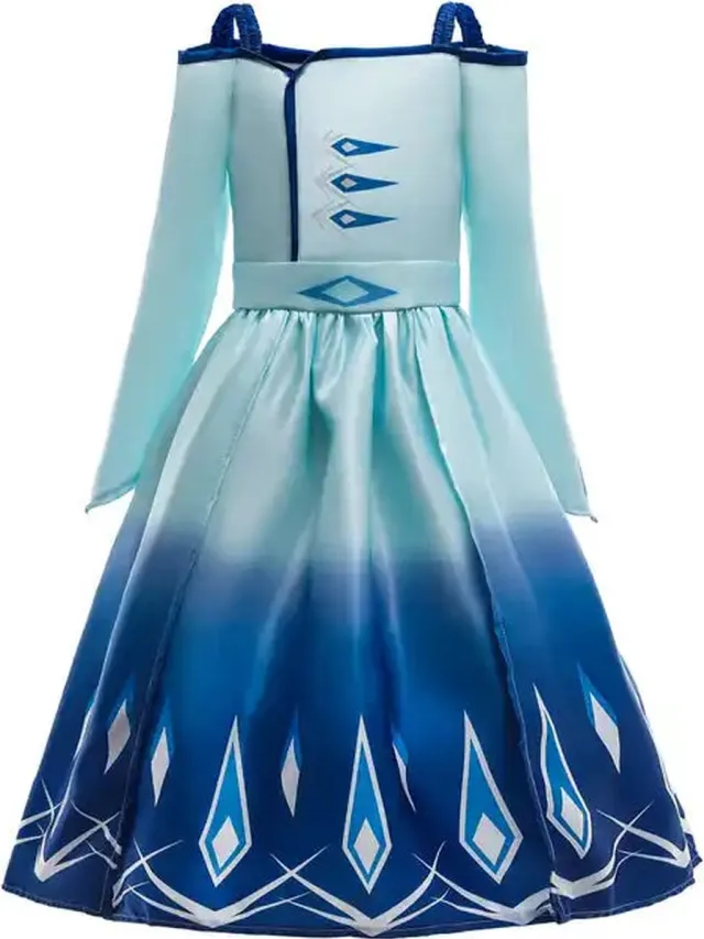 Prinsessendroom Elsa jurk - Ijsblauwe magie - 128/134 (7/8 jaar) - Prinsessenjurk -Verkleedkleding - Feestjurk