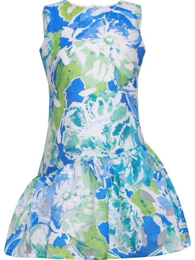 La V feestelijke jurk met vrolijke kleur Multicolor blauw 164 (Valt klein) Multicolor- blauw