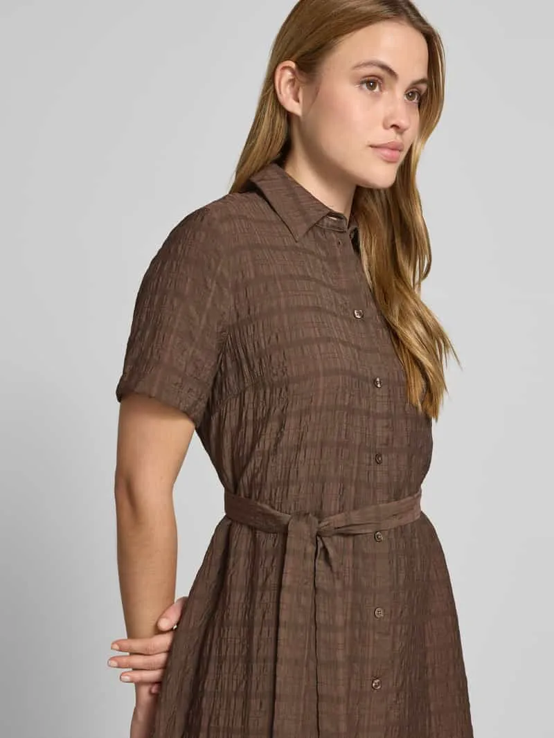 Jake*s Casual Overhemdjurk van mix van viscose en lyocell met strikceintuur donkerbruin, foto 5