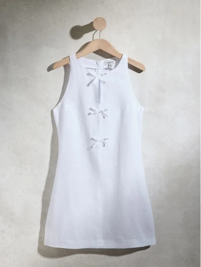 Next Dames - N. Premium 100% linnen mini-jurk - Tall - Wit White