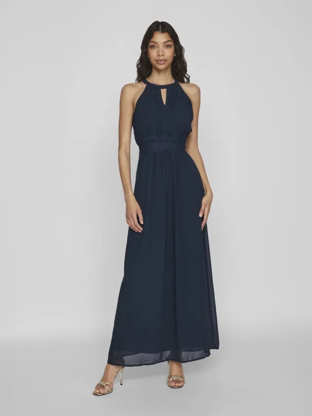 Vila Maxi jurk VIMILINA halter total eclipse / detail elastic