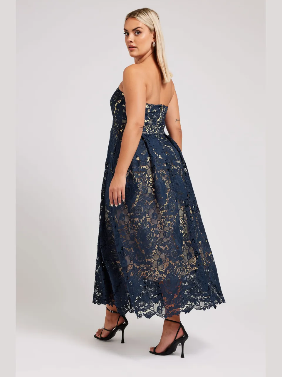 Yours London Lange Kanten Skaterjurk Zonder Mouwen In Donkerblauw blauw, foto 4