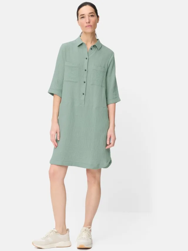 Camel Active Zomerjurk met knooplijst - Maat - Jadeblauwwomenswear-S Turkoois