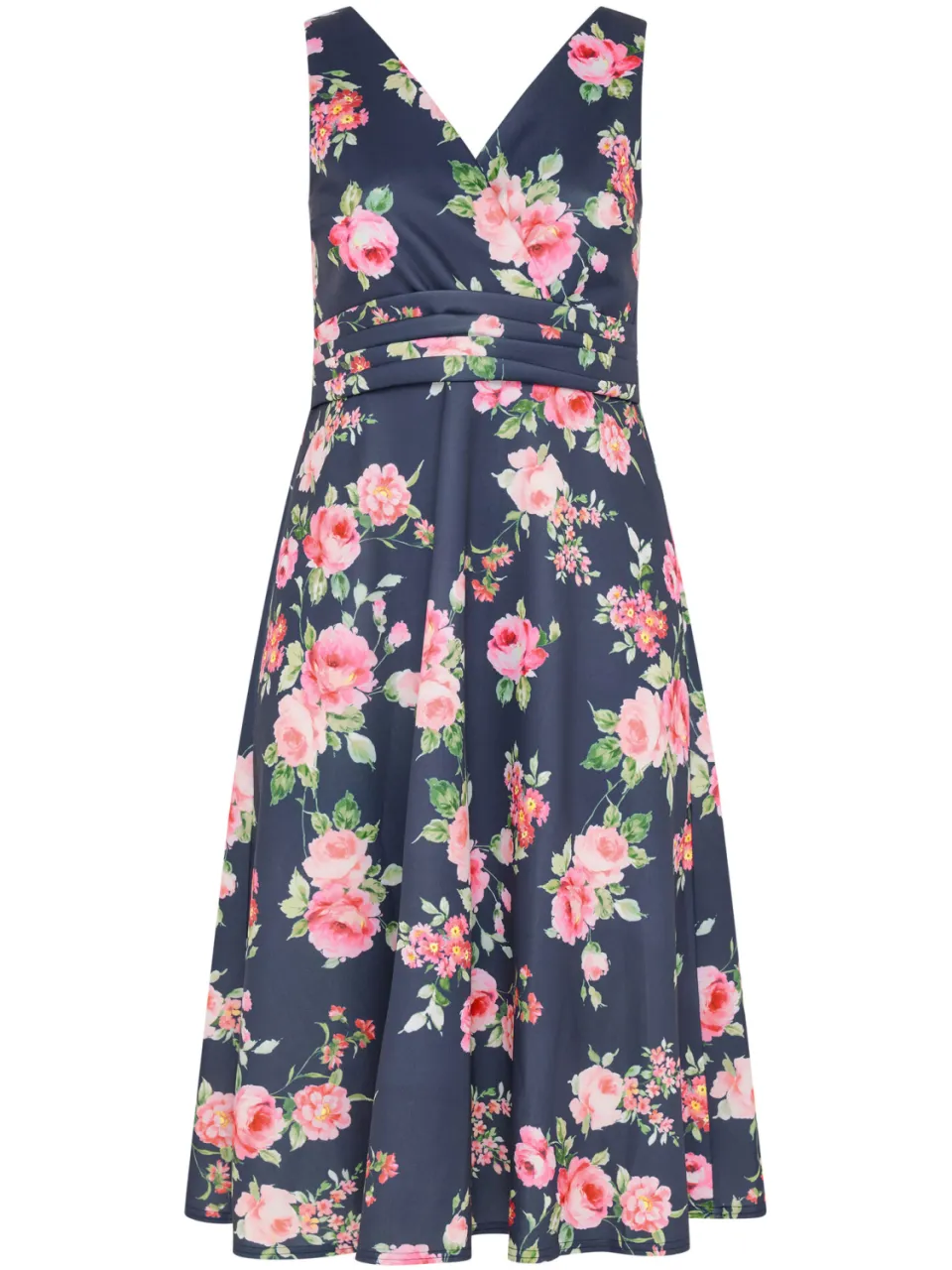 Yours London Marineblauwe Midijurk Met Bloemenprint, foto 4
