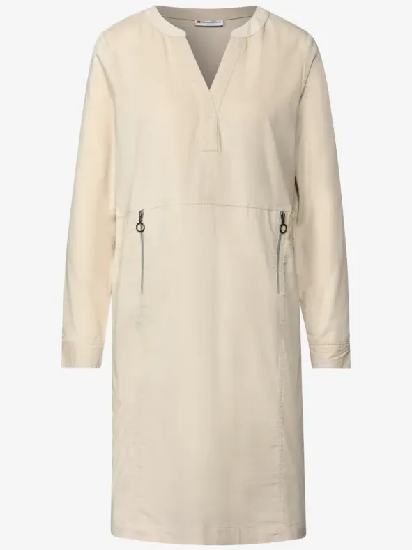 Street One Corduroy jurk met gespleten hals beige, foto 2