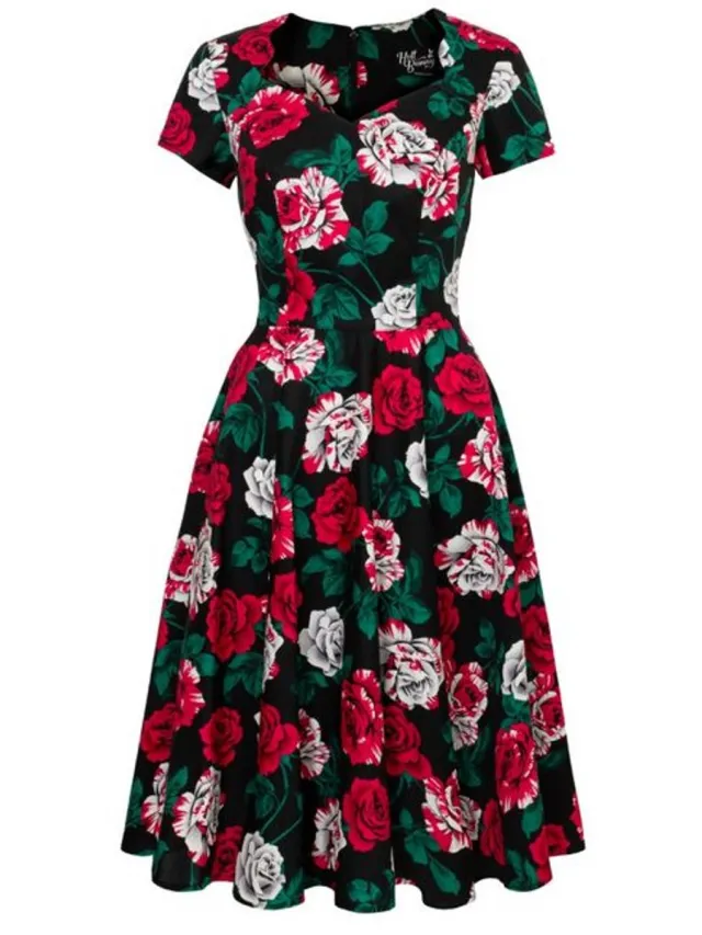 Hell Bunny Paint me Roses Jurk Dames Maxi-jurk - meerkleurig multicolor