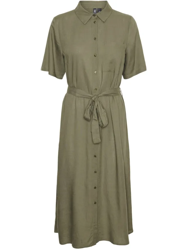 Pieces PCPIA 2/4 MIDI SHIRT DRESS WVN NOOS - Dames - Mini jurken Deep Lichen Green