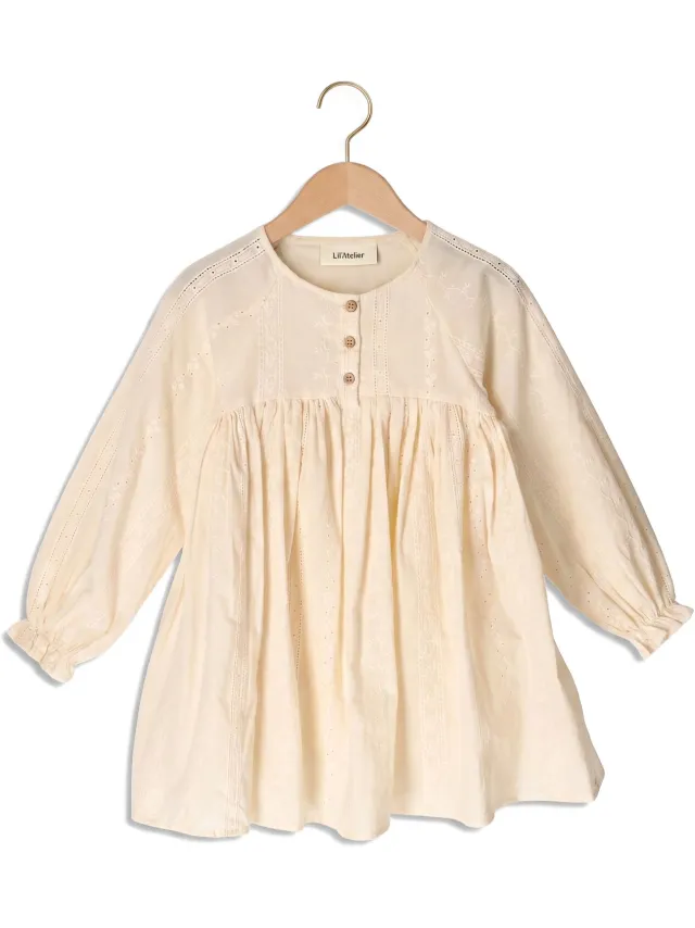 Lil' Atelier Meisjes Jurken Nmfloba Ls Loose Dress Lil - Ecru