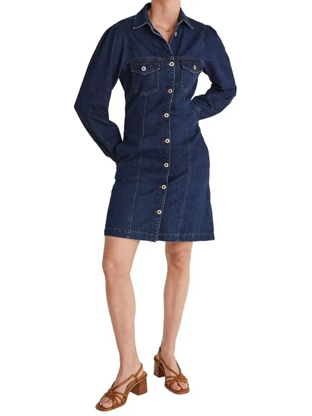 Pepe Jeans Sunny Korte Jurk Met Lange Mouwen Blauw S Vrouw Denim