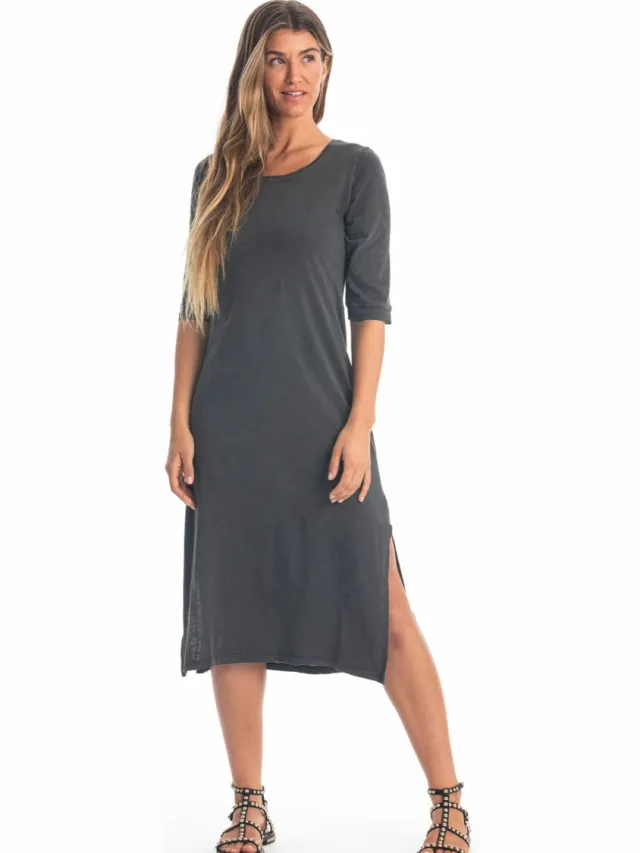 RAVENS VIEW IBIZA dames vegan Maxi Jurk Mia Antraciet Donkergrijs