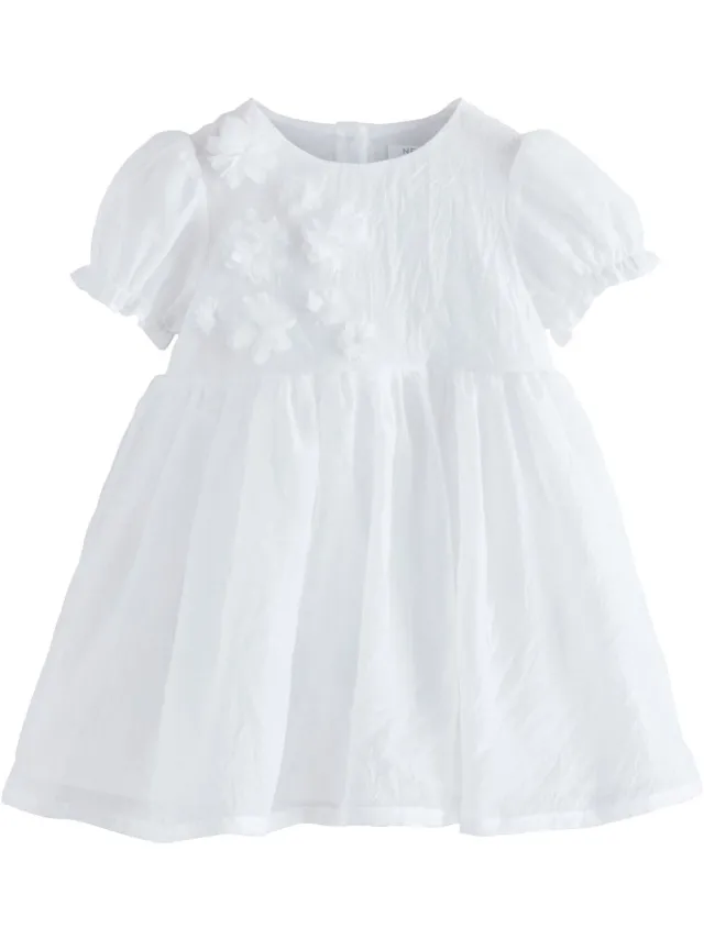 Next Meisjes - Jurk met bloemencorsage - Wit White