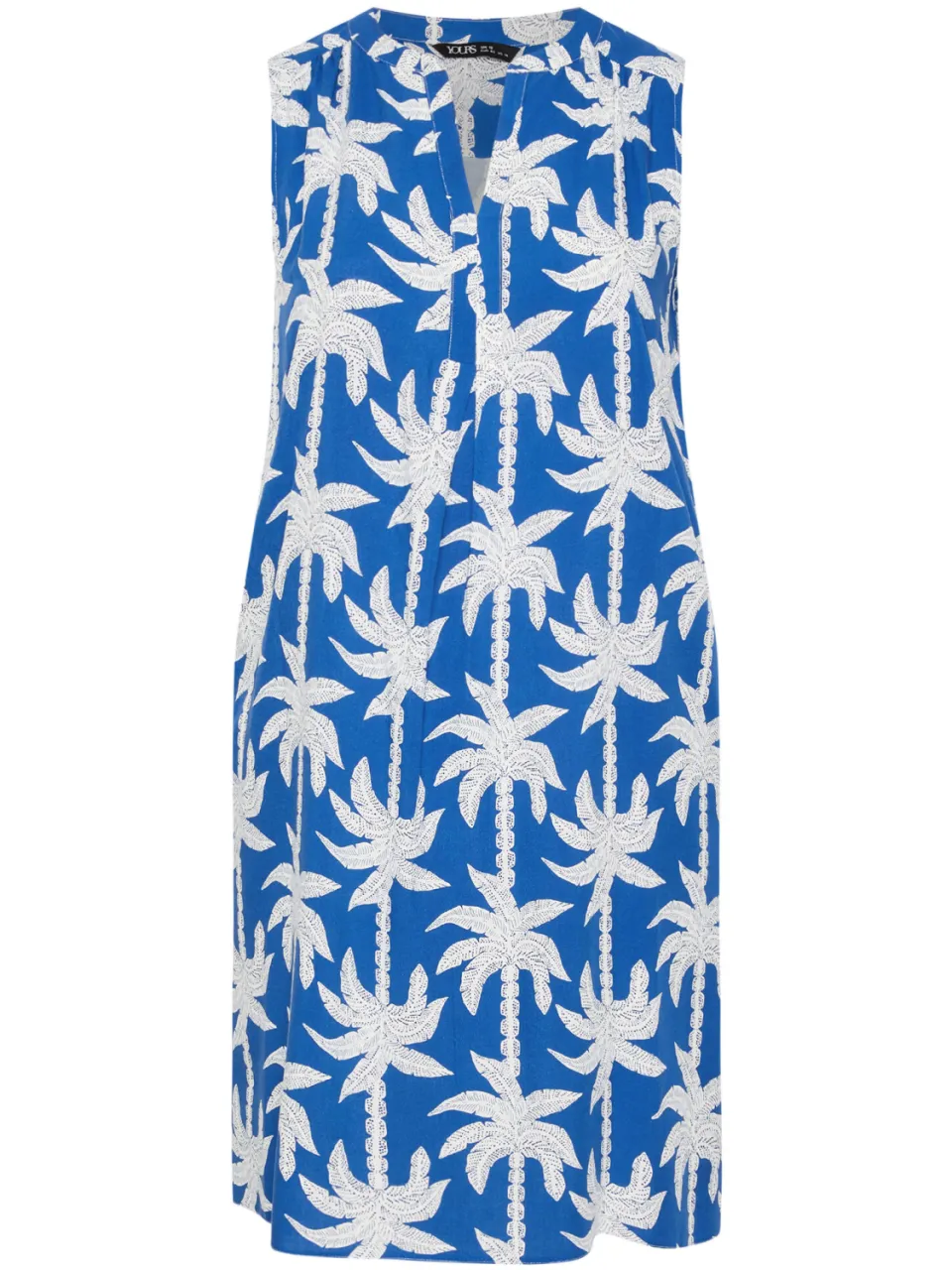 Yours Blauwe Minijurk Met Palmbladprint En Inkeping In De Hals-60, foto 4