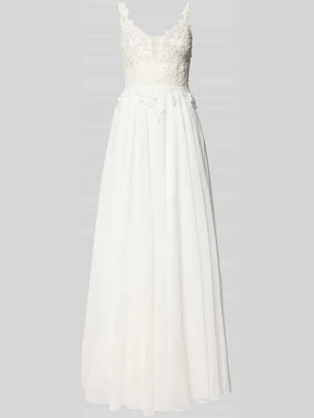 LUXUAR FASHION Avondjurk met kant en V-hals offwhite, foto 2