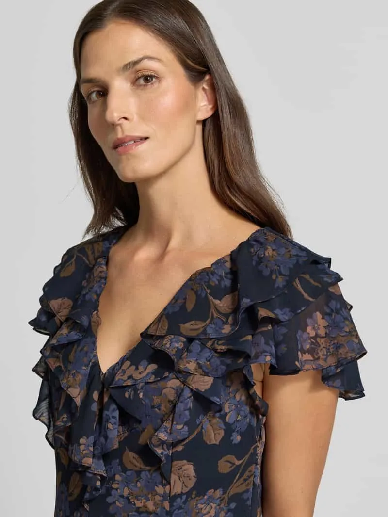 Lauren Ralph Lauren Nauwsluitende avondjurk met ruches donkerblauw, foto 3