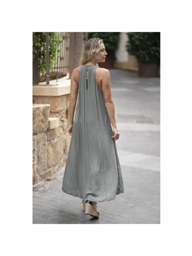 Isla Bonita By Sigris Lange Jurk Isla Bonita By Sigris Lange Midi-Jurk Groen