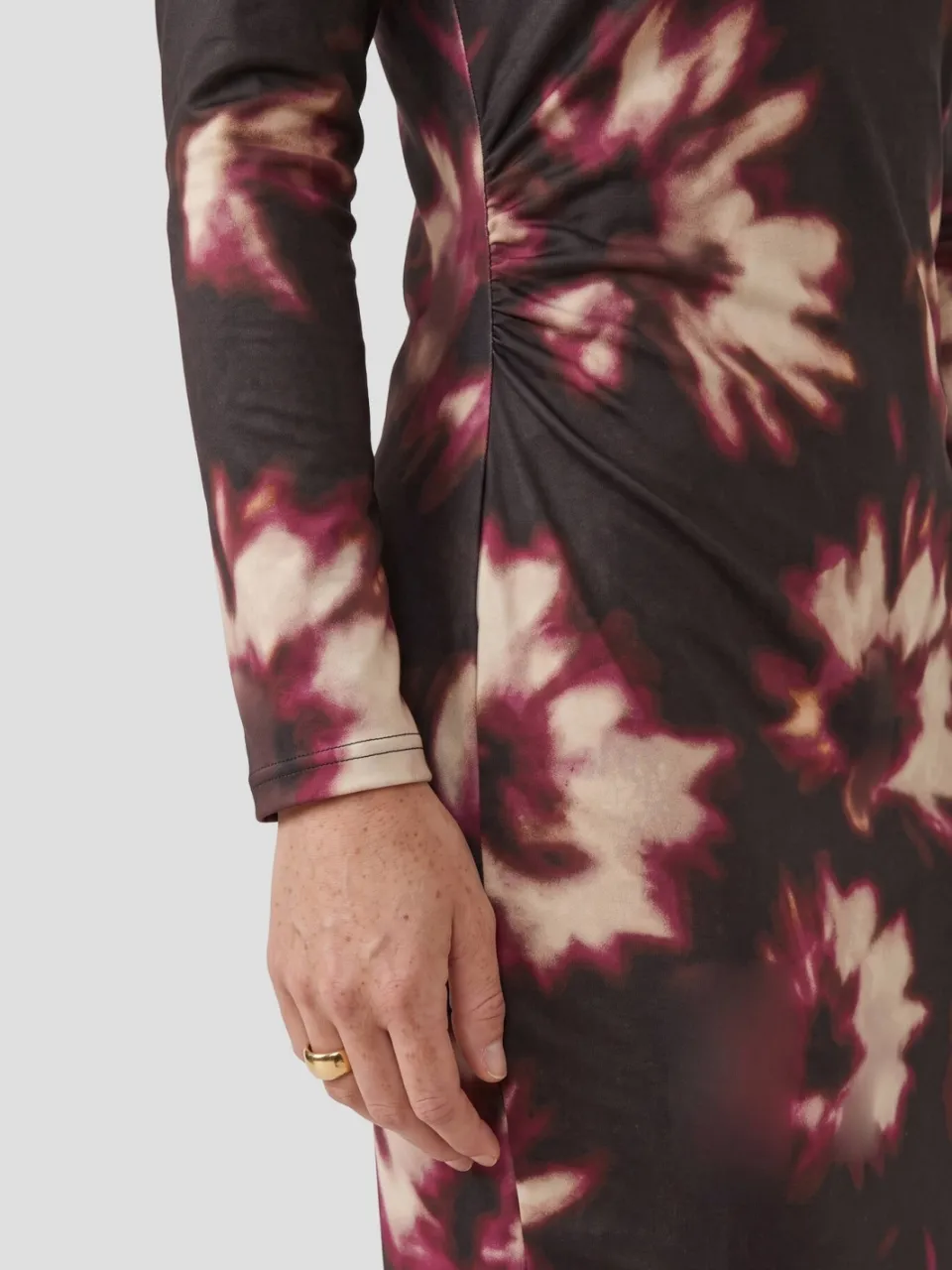 Anytime mesh midi jurk met bloemenprint zwart, foto 3