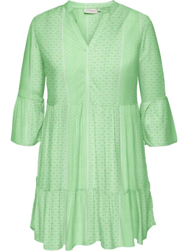 Only Carmakoma CARMARRAKESH LIFE 3/4 TUNIC DRESS AOP - Dames - Mini jurken Spring Bouquet;W. Subtle Green
