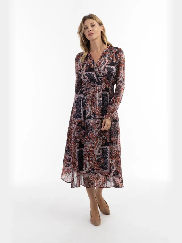 Usha paisley print maxi dress nowles Zwart