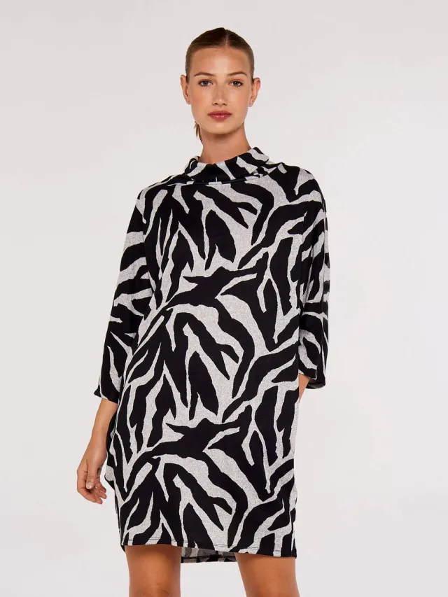 Apricot Mini-jurk met zebraprint in coconmodel Grey
