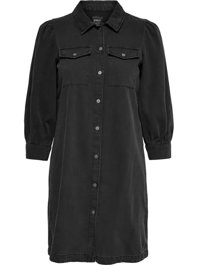 Only ONLFELICA DNM DRESS NOOS Dames Jurk Washed Black