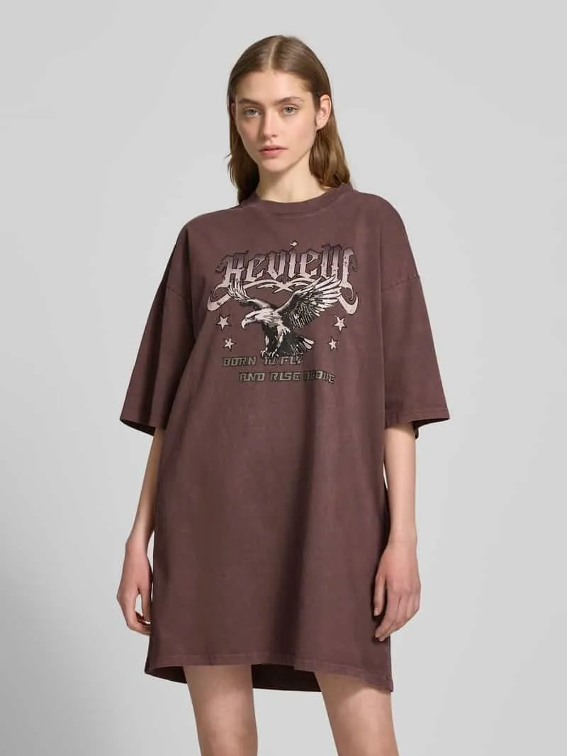 REVIEW Oversized t-shirtjurk in minilengte donkerbruin, foto 4