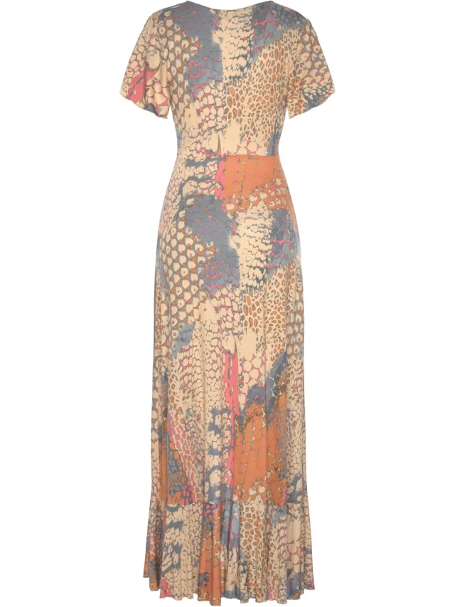 Maxi-jurk oranje/blauw bedrukt, foto 2