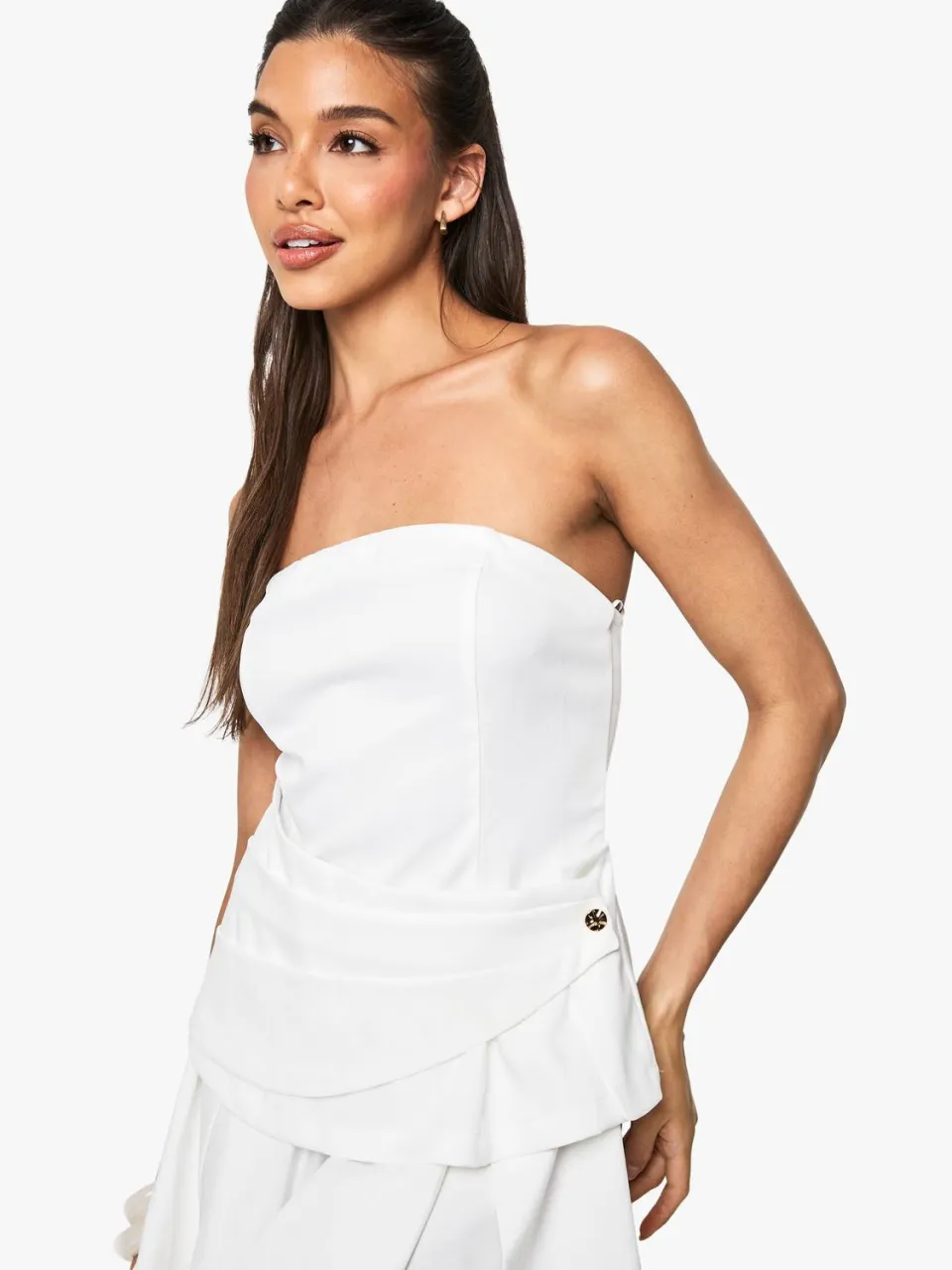 boohoo Dames Op maat gemaakte wrap bandeau mini-jurk wit, foto 4