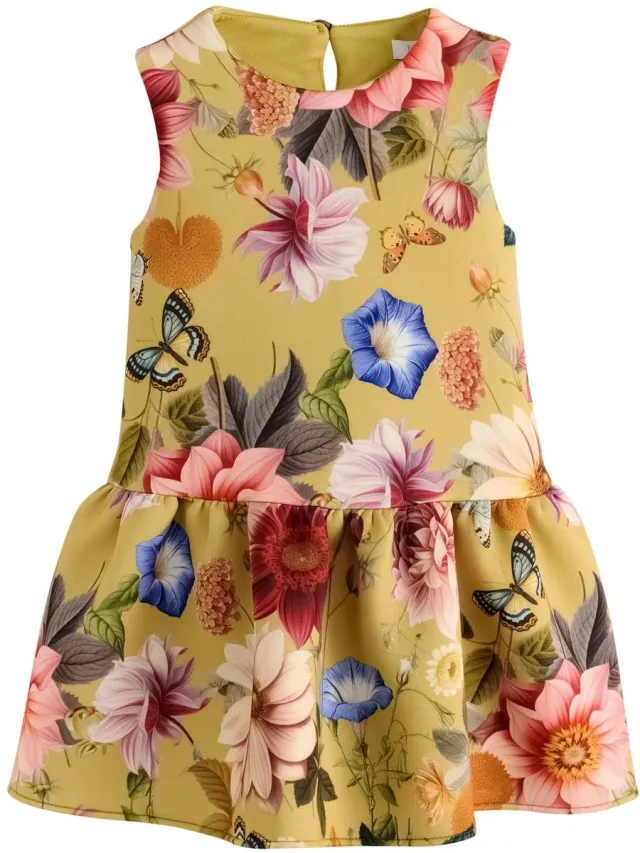Next Meisjes - Gelegenheidsjurk van scubastof - Geel Mustard Yellow