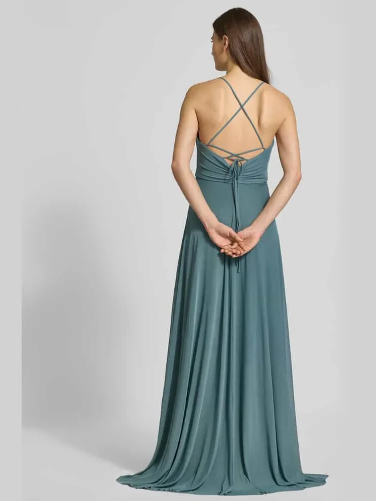 Jake*s Cocktail Maxi-jurk in wikkel-look met vetersluiting aan de achterkant rietgroen gemêleerd, foto 3