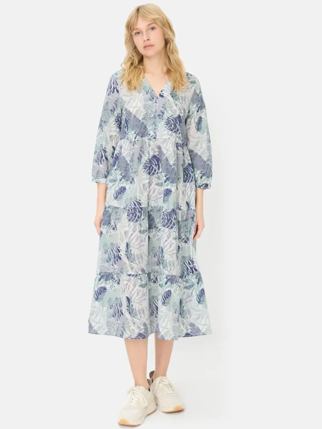 Camel Active Middellange zomerjurk met all-over print - Maat - Jadewomenswear-S Blauw
