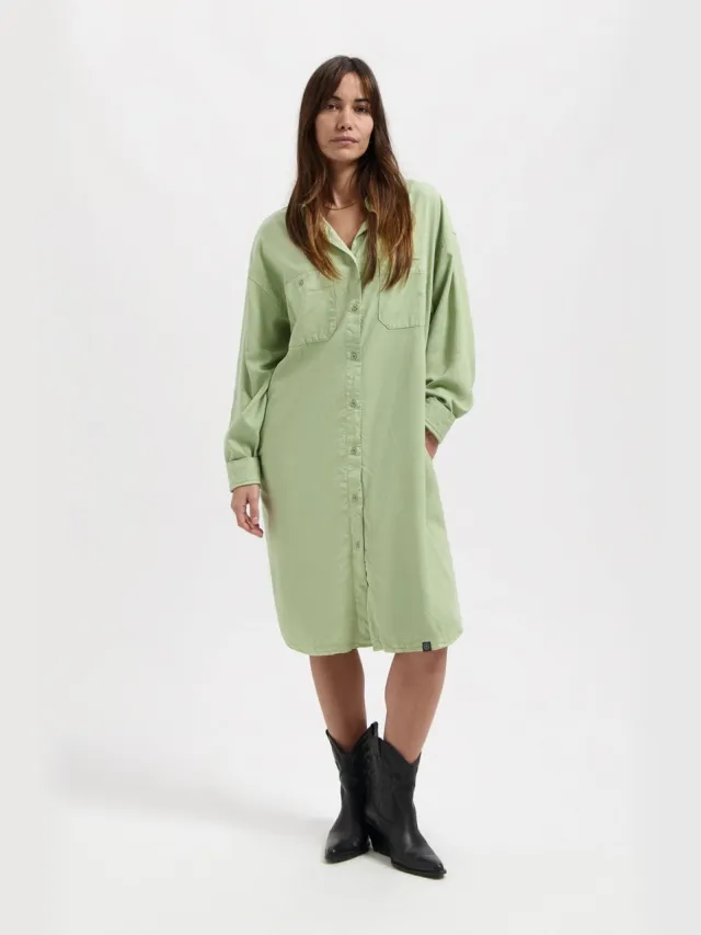 Kuyichi dames vegan Blousejurk Sadie Groen Lichtgroen