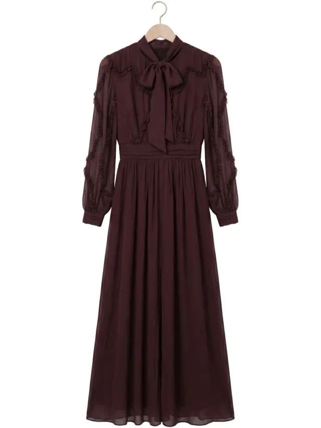 Dante6 Lasorinn Ruffle Detail Maxi Dress Dames - Jurk - Bordeaux
