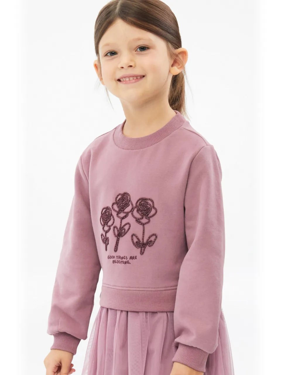 s.Oliver midi sweatjurk met glitters roze, foto 4