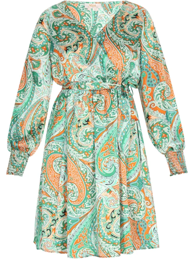 Usha jurk Dames Groen Veelkleurig, foto 2