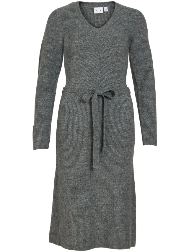 Vila maxi-jurk VIGRY lange mouwen Medium Grey Melange1