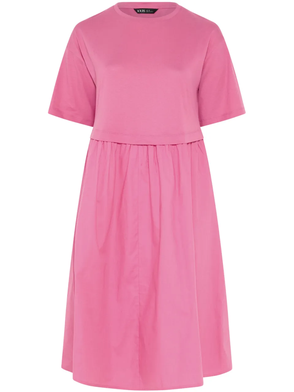 Yours Roze Poplin Tshirt Midijurk-52, foto 3