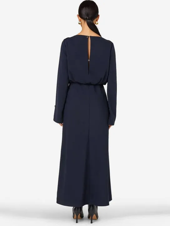 Ibana midi jurk met ceintuur - blauw, foto 2