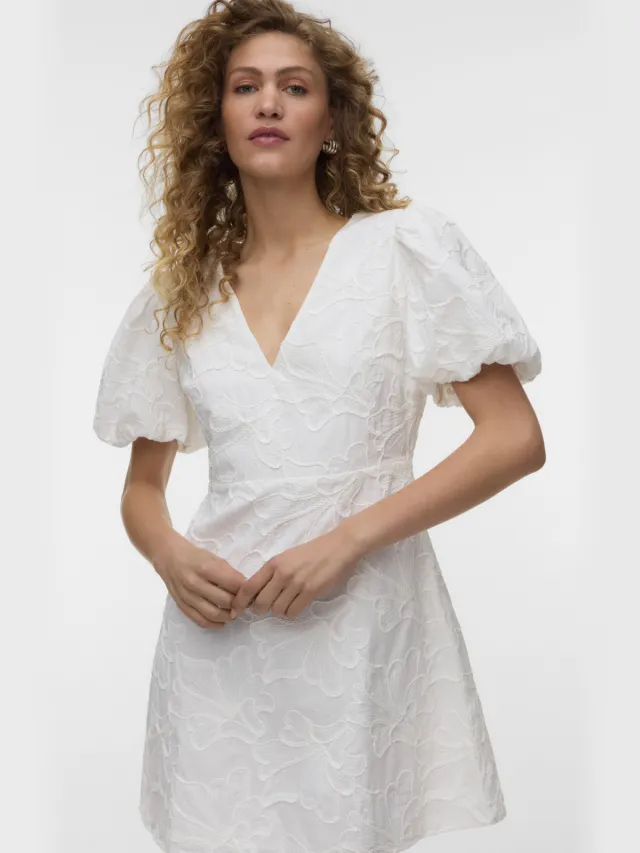 Vero Moda mini jurk broderie wit