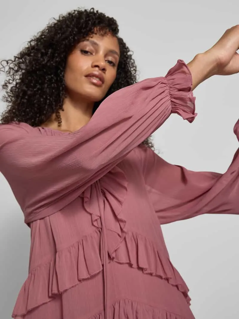 Jake*s Collection Midi-jurk van chiffon met volants oudroze, foto 4