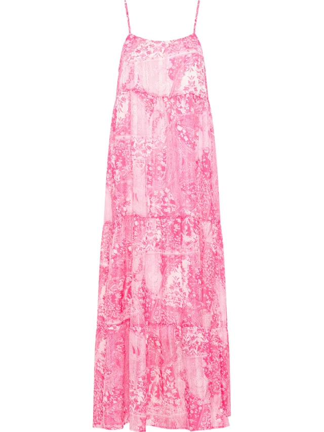 IZIA Maxi jurk Dames roze wit Roze/Blauw
