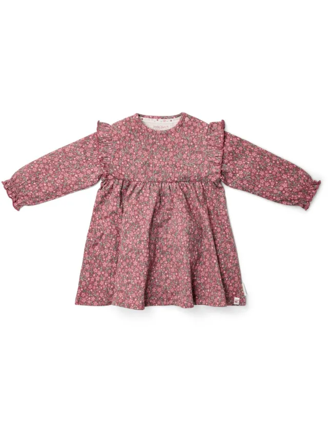 Little Dutch Jurk lange mouw – biologisch katoen – meisjes – maat 74 – roze met bloemenprint – Fairy Garden