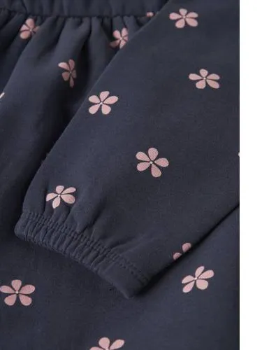 NAME IT MINI gebloemde sweatjurk donkerblauw, foto 4