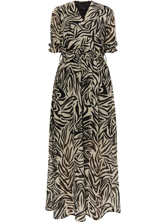 Faina Maxi-jurk met zebraprint beige/ zwart