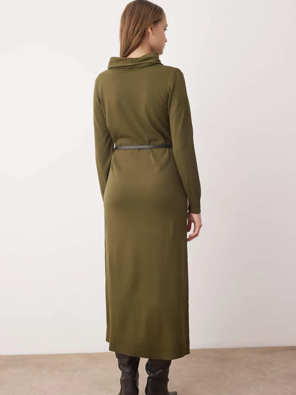 Trendyol Modest Dames Kaki Effen Maxi Lang Casual Recht Modest Jurken, foto 2