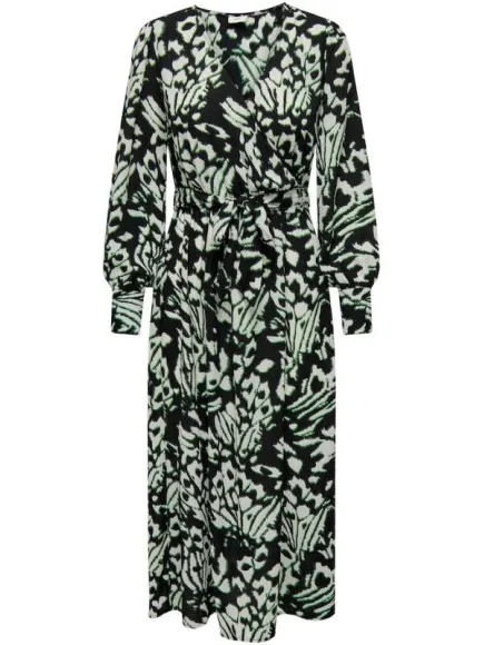 Jacqueline De Yong Lesley midi wrap dress Zwart