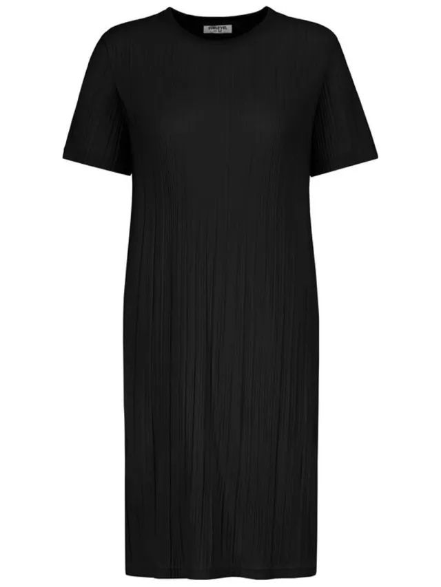 Sublevel JERSEY PLISSEE DRESS Dames Midi-jurk - zwart