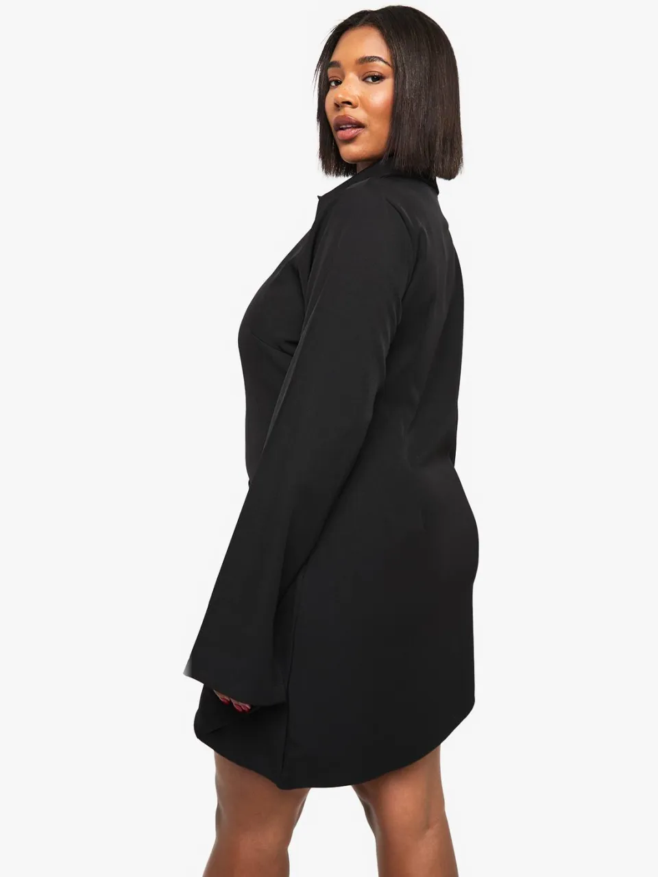 boohoo Dames Plus Shirtjurk met draperende voorkant zwart, foto 2