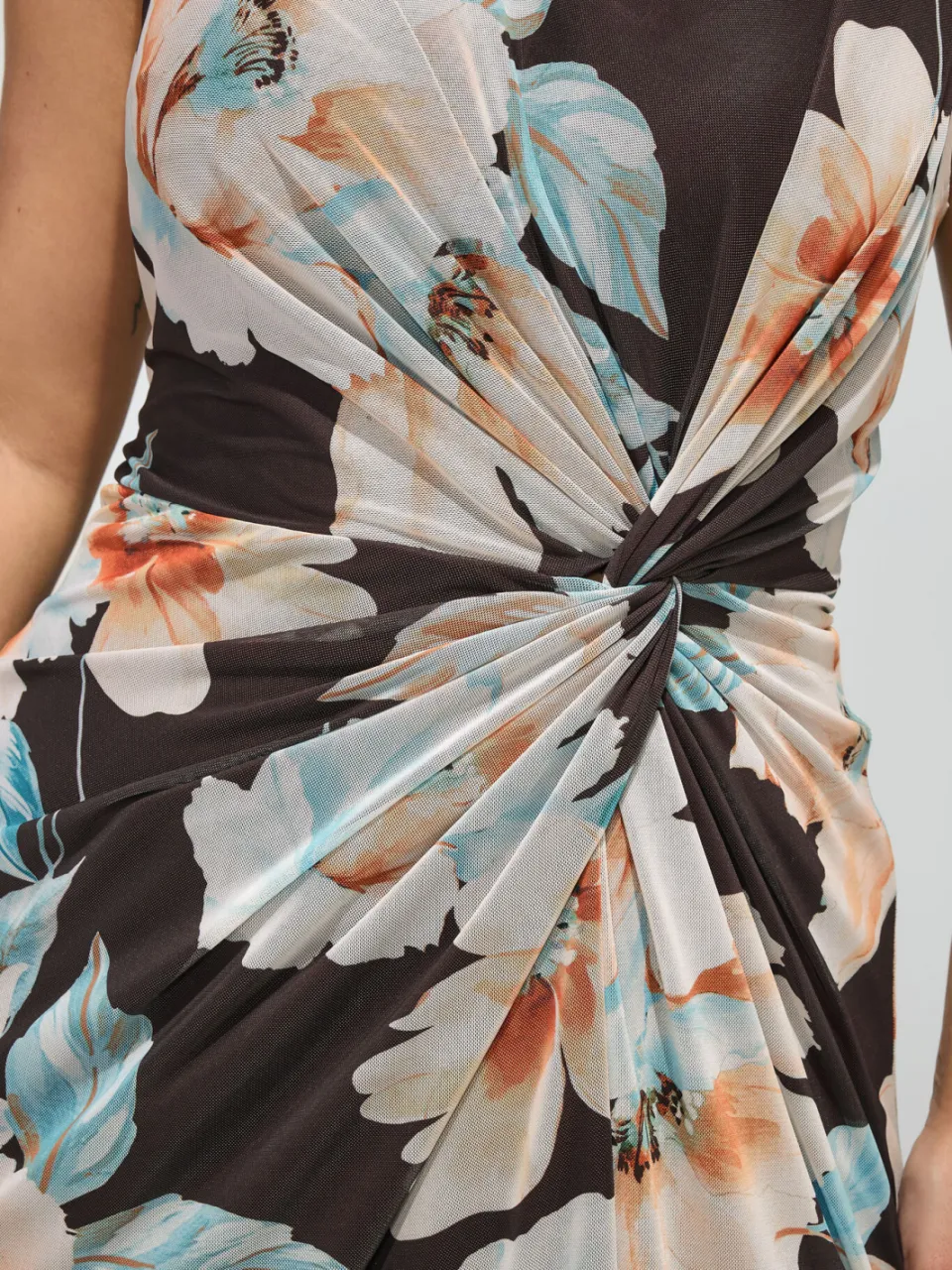 Yours London Chocoladebruine Jurk Met Bloemenprint Size Petite > 40, foto 3