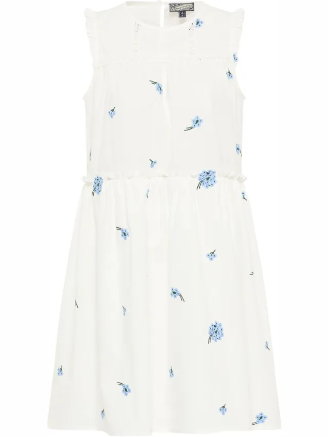 dreimaster midi-jurk Dames Wol Wit Blauw, foto 2